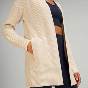 Lululemon Cashlu Knit Sweater Wrap in beige cream